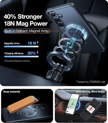 TORRAS 360°Spin Magnetic Stand for Samsung Galaxy S24 Ultra Case, Compatible with Magsafe, Military Grade Shockproof Slim Protective S24 Ultra Case with Kickstand & Ring Holder, Ostand Spin, Black in Kuwait