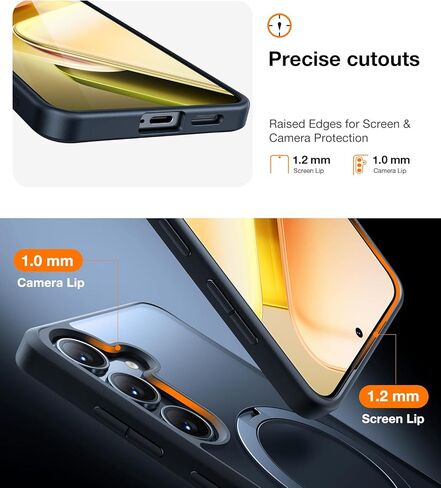 TORRAS 360°Spin Magnetic Stand for Samsung Galaxy S24 Ultra Case, Compatible with Magsafe, Military Grade Shockproof Slim Protective S24 Ultra Case with Kickstand & Ring Holder, Ostand Spin, Black in Kuwait