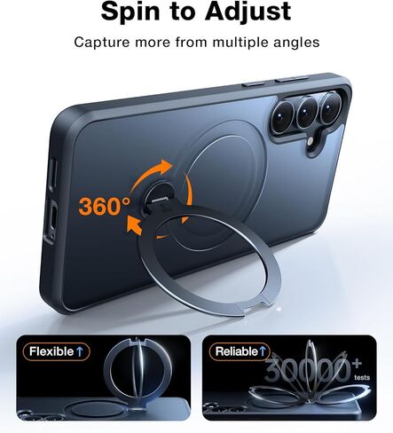 TORRAS 360°Spin Magnetic Stand for Samsung Galaxy S24 Ultra Case, Compatible with Magsafe, Military Grade Shockproof Slim Protective S24 Ultra Case with Kickstand & Ring Holder, Ostand Spin, Black in Kuwait