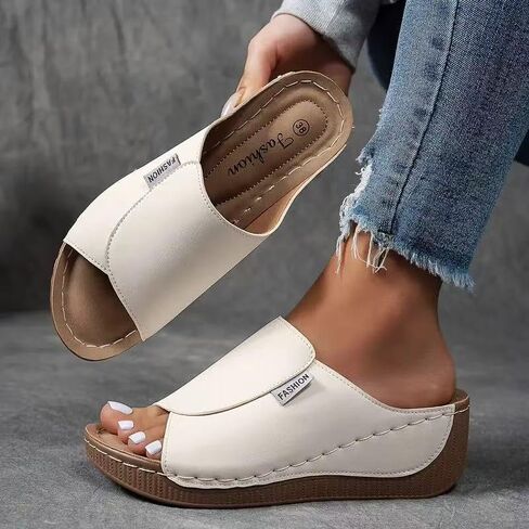 Wedge Sandals for Women Arch Support Platform Slides 2025 Slip on Casual Open Toe Wide Band Walking Shoe in Kuwait