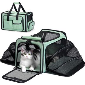 Cat Carrier Airline Approved, Pet Carrier Soft 2 Sides Expandable Cat Dog Carrier Bag with Removable Double-Sided Pad, Top Load Cat Travel Carrier for Small Medium Cat & Dog Under 20 lbs