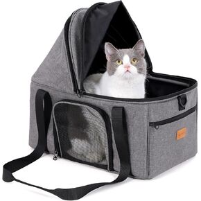 BurgeonNest Top-Expandable Large Cat Carrier, Soft Sided Cat Bag Carrier for Medium Large Cat 15 lbs, Upgrade Small Dog Car Seat, Collapsible Puppy Travel Bag with Semi-Open Mode Canopy