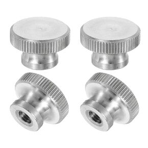 uxcell Knurled Thumb Nuts, 4Pcs M5 x D16mm x H10mm Stainless Steel Round Knobs Fasteners Blind Hole Hand Screw Nut Silver for 3D Printer Parts, Machine Tools