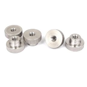 uxcell Knurled Thumb Nuts, 5Pcs M5x0.8mm 304 Stainless Steel Round Knobs Fasteners for 3D Printer Parts, Silver Tone