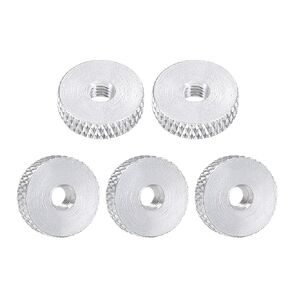 uxcell Flat Knurled Nut - M4 x 14mm x 4mm Thumb Nuts Lock Adjusting Nuts Aluminum Alloy Golden 5Pcs