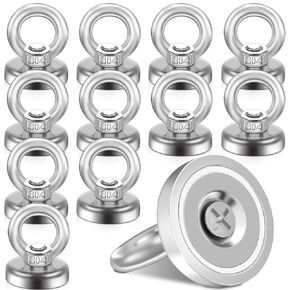 12 Pcs Neodymium Disc Magnets with Holes in The Center Strong Magnets with Rings, 20 mm Magnetic Hooks Heavy Duty, Countersunk Rare Earth Magnets for Kitchen Hanging, Tool Storage and Wall Magnet