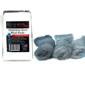 434 Stainless Steel Wool (8 pad Pack) - FINE Grade - by Rogue River Tools. Made in USA, Oil Free, Won’t Rust. Choose from All Grades!