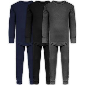 Andrew Scott Boys Long John Ultra-Soft Cotton Stretch Base Layer Underwear Sets / 3 Long Sleeve Tops + 3 Long Pants - 6 Piece in Saudi Arabia