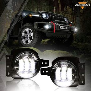 Auxbeam 4 Inch LED Fog Lights for Wrangler JL JLU Unlimited Sport Rubicon Sahara 2018-2023, 4 Inch Round Fog Lamps w/DRL & Amber Turn Signal in Kuwait
