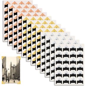 12 Sheets Photo Corners Self Adhesive Picture Corners for Scrapbooking, 288 Pieces Photo Corner Stickers, Photo Mounting Corners for DIY Scrapbook Photo Album Diary (Gold, Silver, Rose Gold)