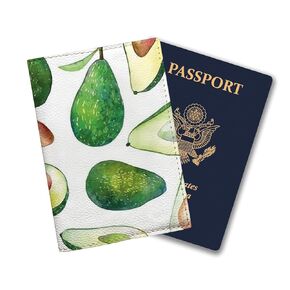Green Avocado Passport Holder for Women, Birthday gift Idea, Eco Leather Cover for Documents protective case travel accessories for travel girl