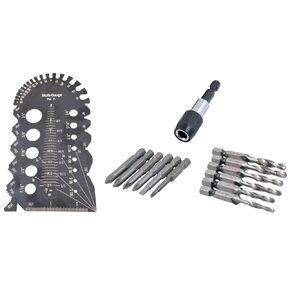 HHIP 9999-0042 14-Piece HSS 3-in-1 Tap/Drill Kit and 7-in-1 Multi-Purpose Gage