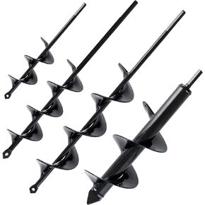 VASGOR Set of 4 (1.6x9", 2x14.5", 2.6x16.5", 3x12") Auger Drill Bit for Planting - Easy Planter Garden Auger - Bulb & Bedding Plant Augers - Posthole Digger for 3/8" Hex Drive Drill
