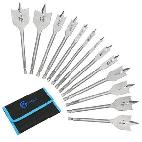 Auger Drill Bit Set for Wood, ‎1/2", 5/8", 3/4", 7/8", 1" and 1-1/8" Inch Size, 6-Piece Impact Wood Drill Bit with Hex Shank Quick Change for Hardwood and softwood, Plastic, etc