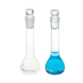 20ML Volumetric Measuring Flask Set NS12/14 Glass Stopper, Amber, Graduated, ASTM Class A Borosilicate Glass 3.3 for Laboratory, 2PCS