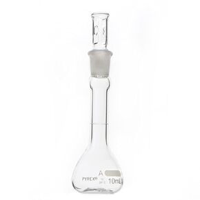 PYREX 100mL Class A Certified and Serialized Volumetric Flasks, with Glass Standard Taper Stopper