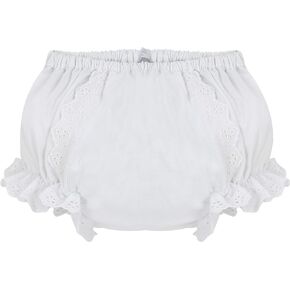 Baby Panty Diaper Covers for Girls - Ruffled White Flowers Baby Bloomers for Baby Girls