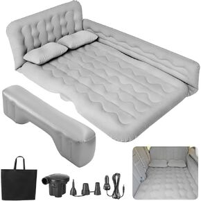 SUV Air Mattress - Thickened and Double Car Air Mattress Sided Flocking Travel Inflatable Car Mattress Bed with Electric Air Pump and 2 Pillows, Car Sleeping Bed for Home Outdoor and Travel-Grey in Kuwait