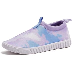 Lands' End Kids Water Shoes, Boys and Girls Water Shoes for Kids, Quick Dry Slip On Aqua Swim Shoes for Kids Pool or Beach, Purple Tie Dye or Navy Blue, Size 1 Little Kid to 7 Big Kid Youth