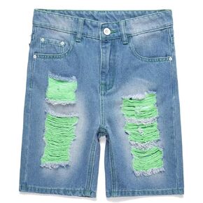 HENGAO Boys Ripped Denim Shorts Distressed Frayed Jean Shorts