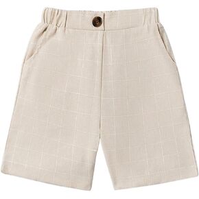 Floerns Boy's Casual Elastic High Waist Plaid Print Straight Leg Shorts