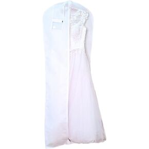 LPack 72 inch Garment Bag for Long Dress - Breathable Dress Garment Bag With Pockets and 5 inch Gusset, Travel Garment Bag (Ivory),White