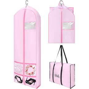 70" Oxford Foldable Wedding Dress Garment Bag Bride Tote Bag 4 Pockets Bride Gowns Bag for Prom Evening Dress