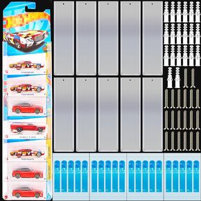 25 Pcs Model Car Display Cases Wall Mount Holds up to 250 Cars Compatible with Hot Wheels Toy Organizer Diecast Blister Display Shelf for Packaged Small Wheels Storage (16.7 x 4.4)