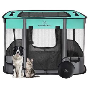 Dog Playpen,Pet Playpen,Foldable Dog Cat Playpens,Portable Exercise Kennel Tent Crate,Water-Resistant Breathable Shade Cover,Indoor Outdoor Travel Camping Use for Small Animals with Carrying Case(M)