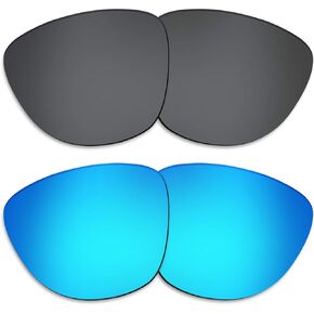 2 Pair Replacement Lenses for Oakley Frogskins Sunglass Polarized, 12MM Glare Proof(Black&Blue)