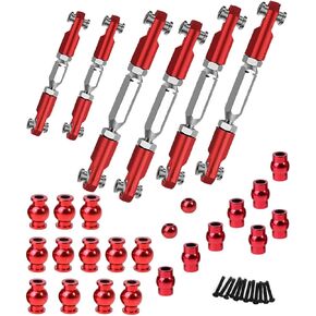 Upgrades Part for 1/10 Senton MEGA550/Granite MEGA550,Aluminum Adjustable Turnbuckles Camber Links Toe Link & Alloy Suspension Link Pivot Ball,Shock Pivot Ball Set,Red