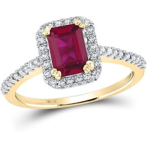 Jewels By Lux 10kt Yellow Gold Womens Emerald Synthetic Ruby Solitaire Ring 1-3/4 Cttw