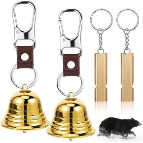 2" Loud Bear Bells with Whistle Set for Hikers Solid Brass Emergency 3 in 1 Bear Bells with Silencer Hiking Gear for Hiking Outdoor Camping Bear Protection Products
