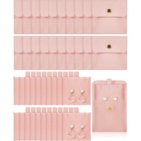 Jewelry Pouch with Insert Pad Snap Button Microfiber Jewelry Packaging Gift Bags for Bracelet Ring(Fresh Color, 20 Pcs)