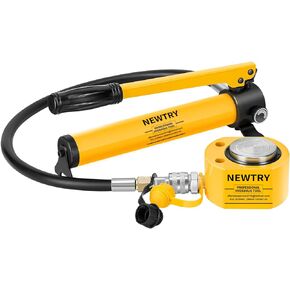 NEWTRY 5 ton Low Profile Hydraulic Jack Porta Power Kit + CP-180 Manual Hydraulic Hand Pump, Industrial Mini Hydraulic Cylinder, Stroke 0.24"