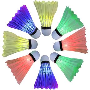 Arespark LED كرة الريشة الريشة، ليلة داكنة ملونة LED ريش الأوز توهج الطيور الإضاءة، تضيء المكوك كرات الريشة للأنشطة الرياضية الخارجية والداخلية