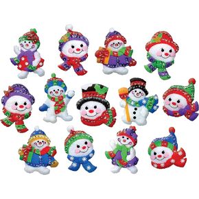 Design Works Crafts Jolly Snowmen Felt Ornament Kit, White