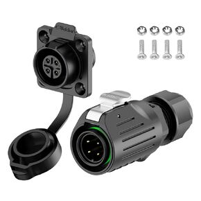 EW-LP16 Industrial Waterproof Connector IP68 Quick Plugging Circular Connector PBT Plastic Shell Aviation Connector Fast Release Electrical Connector M16 2-9 Pin Flange Socket (2 Pin)