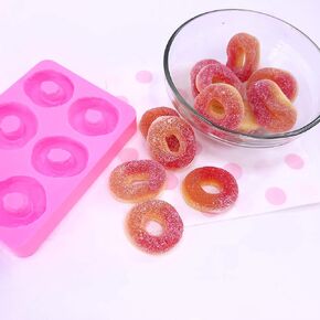Peach rings 6 cavities Wax mold Resin mold Soap mold Realistic gummies fake food Flexible mold NC078