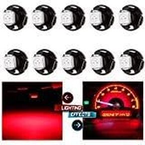 cciyu 10 Pack Red 5050 SMD T5/T4.7 Neo Wedge LED Bulb 12mm 12V Light Bulbs Replacement fit for A/C Light