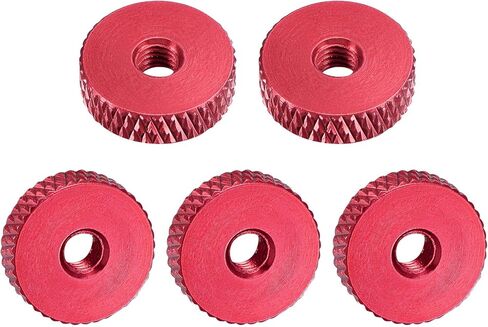 uxcell Flat Knurled Nut - M4 x 14mm x 4mm Thumb Nuts Lock Adjusting Nuts Aluminum Alloy Golden 5Pcs in Saudi Arabia