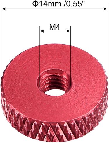 uxcell Flat Knurled Nut - M4 x 14mm x 4mm Thumb Nuts Lock Adjusting Nuts Aluminum Alloy Golden 5Pcs in Saudi Arabia
