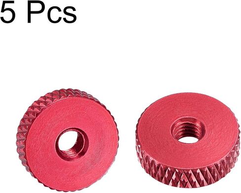 uxcell Flat Knurled Nut - M4 x 14mm x 4mm Thumb Nuts Lock Adjusting Nuts Aluminum Alloy Golden 5Pcs in Saudi Arabia