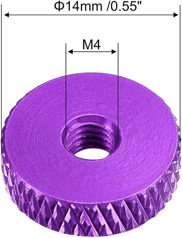 uxcell Flat Knurled Nut - M4 x 14mm x 4mm Thumb Nuts Lock Adjusting Nuts Aluminum Alloy Golden 5Pcs in Saudi Arabia