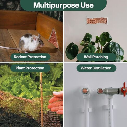 Copper Mesh Rodent Control Kit, 5 Inch x 35ft Rustproof Copper Wool Blend, DIY Hole Filler, Complete with Precision Scissors and Packing Tool for Mice & Rodent Defense in Saudi Arabia