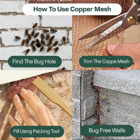 Copper Mesh Rodent Control Kit, 5 Inch x 35ft Rustproof Copper Wool Blend, DIY Hole Filler, Complete with Precision Scissors and Packing Tool for Mice & Rodent Defense in Saudi Arabia