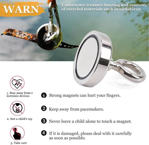Fishing Magnets, 1.89" (48mm) Super Strong Neodymium Fishing Magnets Lifting Eye-Bolt, 220lbs Heavy Duty Rare Earth Fishing Magnets, for Retrieving in River, Magnetic Fishing, Lifting and Pick up in Saudi Arabia