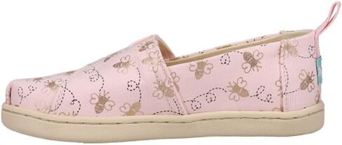 TOMS Girls Alpargata Sneaker, Barely Pink Bee Mine Foil Print, 4 Little Kid in Saudi Arabia