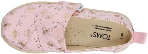 TOMS Girls Alpargata Sneaker, Barely Pink Bee Mine Foil Print, 4 Little Kid in Saudi Arabia