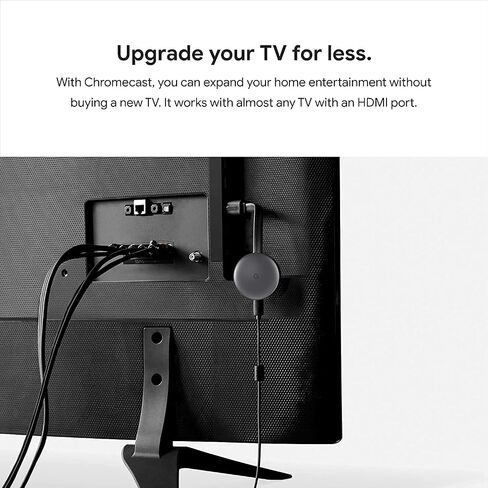 Google Chromecast - Streaming Device with HDMI Cable - Stream Shows, Music, Photos, and Sports from Your Phone to Your TV with Microfiber Cloth and Travel Carrying Pouch - Charcoal, Black in Saudi Arabia